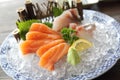 Salmon and red snapper sashimi Japanese food