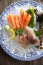 Salmon and red snapper sashimi Japanese food