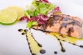 Salmon with a reduction of balsamic vinegar and sugar Royalty Free Stock Photo