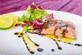 Salmon with a reduction of balsamic vinegar and sugar Royalty Free Stock Photo