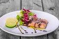 Salmon with a reduction of balsamic vinegar and sugar Royalty Free Stock Photo
