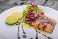 Salmon with a reduction of balsamic vinegar and sugar Royalty Free Stock Photo