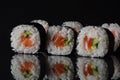 Salmon rolls or Maki-zushi. with Nigirizushi Royalty Free Stock Photo