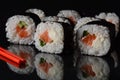 Salmon rolls or Maki-zushi. with Nigirizushi Royalty Free Stock Photo