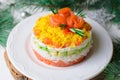 Salmon Salad, Festive Layered Salad, Winter Holidays Appetizer