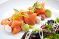 Salmon salad with green asparagus Royalty Free Stock Photo