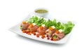 Salmon Salad Rolls Served with Seafood Wasabi Sauce Royalty Free Stock Photo