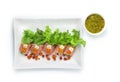 Salmon Salad Rolls Served with Seafood Wasabi Sauce Royalty Free Stock Photo