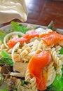 Salmon salad with tofu sauce Royalty Free Stock Photo