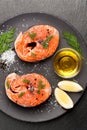 Salmon with salt, dill and lemon.