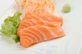 Salmon sashimi on a plate, Japanese food Royalty Free Stock Photo