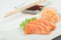 Salmon sashimi on a plate, Japanese food Royalty Free Stock Photo