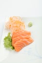 Salmon sashimi on a plate, Japanese food Royalty Free Stock Photo