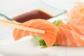 Salmon sashimi on a plate, Japanese food Royalty Free Stock Photo