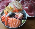 Salmon Sashimi Japanese Food Set Royalty Free Stock Photo