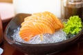 Salmon sashimi in japanese restaurant, japanese food Royalty Free Stock Photo