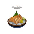 Salmon sashimi, raw fish in traditional Japanese style