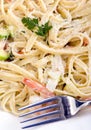 Salmon and Shrimp Fettuccine Royalty Free Stock Photo