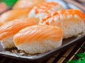 Salmon and Shrimp Sushi Royalty Free Stock Photo