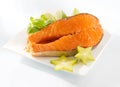 Salmon slice on a plate Royalty Free Stock Photo