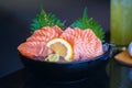 Salmon sliced meat japaness food