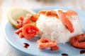 Salmon slices with rice