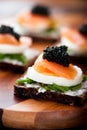 Salmon Snack with Egg and Caviar Royalty Free Stock Photo