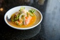 salmon spicy salad. Japanese and thai fusion food. image for background