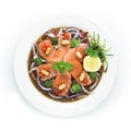 Salmon Spicy Salad in Pickled fish sauce Thai spicy Food
