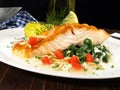 Grilled Salmon with Spinach and Potatoes - Fish Fillet