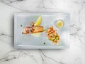 Salmon steak with lamon Royalty Free Stock Photo