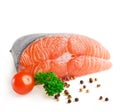 Salmon steak with pepper and parsley Royalty Free Stock Photo