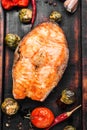 Salmon steak roasted with vegetable Royalty Free Stock Photo