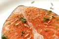 Salmon steak with spices Royalty Free Stock Photo