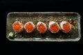 Salmon sushi ball with salmon caviar Royalty Free Stock Photo