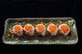 Salmon sushi ball with salmon caviar Royalty Free Stock Photo