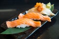 Salmon sushi and engawa sushi Royalty Free Stock Photo