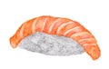 Salmon sushi isolated on white background , with clipping path, Watercolor Japanese food