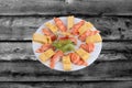 Salmon sushi ,Japanese Rolled Omelette as Tamagoyaki and salmon Royalty Free Stock Photo