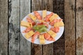 Salmon sushi ,Japanese Rolled Omelette as Tamagoyaki and salmon Royalty Free Stock Photo