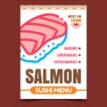 Salmon Sushi Menu Creative Promotion Banner Vector