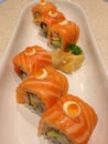 Salmon sushi rolls