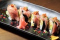 Salmon sushi rolls Royalty Free Stock Photo