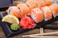 Salmon sushi rolls Royalty Free Stock Photo