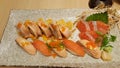 Salmon sushi and sashimi set