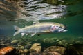 salmon swimming upstream to spawn in clear mountain rivers