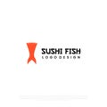 salmon tail logo design, sushi fish logo design on isolated background