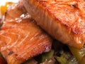 Salmon Teriyaki over vegetables Royalty Free Stock Photo