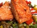 Salmon Teriyaki over vegetables