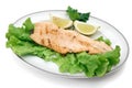 Salmon trout with lettuce